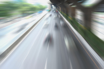 traffic in urban city. car on road. speed motion blur