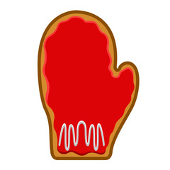 Christmas glove gingerbread cookie. Vector illustration design