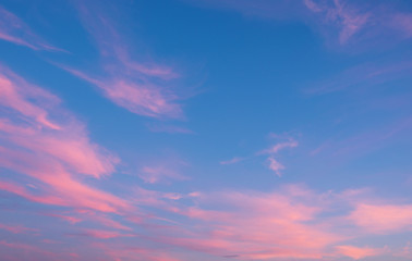 Sunset sky with pink clouds