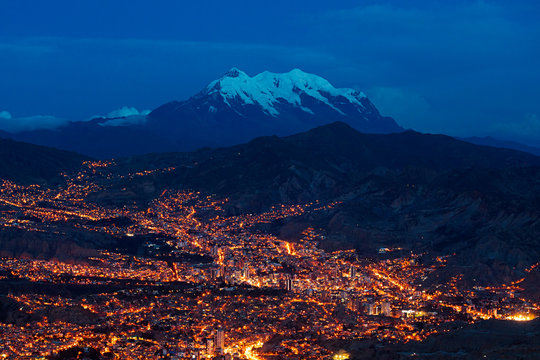 La Paz Bolivia epic skyline with mountain background 