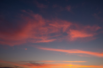 Fiery orange sunset sky. Beautiful sky.