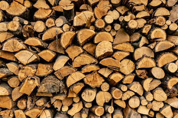 Wood logs pile pattern texture