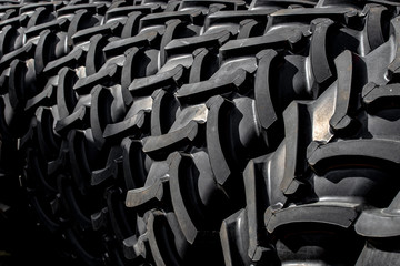 Fototapeta premium Tractor tires wheels closeup pattern