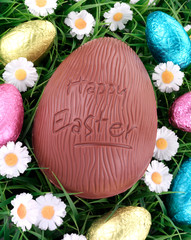 CHOCOLATE EASTER EGGS ON GRASS
