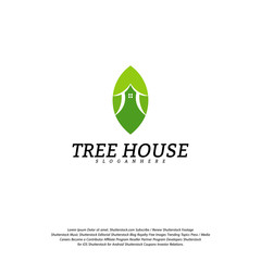 Tree House logo vector template. Leaf House logo