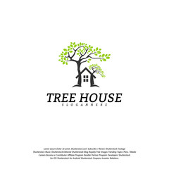 Obraz premium Tree House logo vector template. Leaf House logo