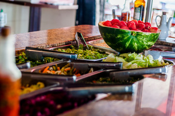  Food in a self service restaurant.