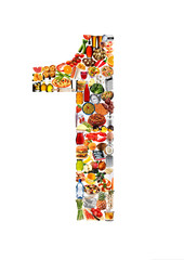 Fototapeta premium FOODFONT NUMBER 1 ON WHITE