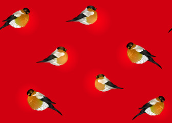 Seamless pattern with bullfinch Vector illustration.