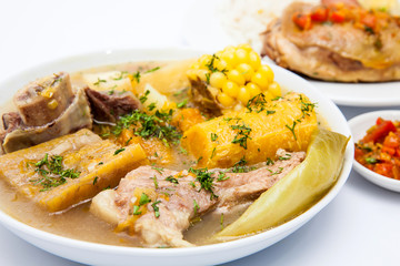 Traditional Colombian soup from the region of Santander called puchero