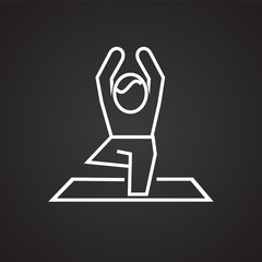 Yoga asan thin line on black background icon