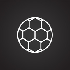 Fototapeta premium Soccer ball thin line on black background icon
