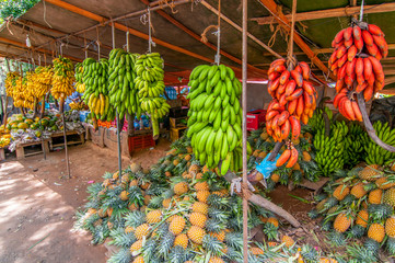 A lot of tropical fruits in outdoor market in Sri Lanka. © GISTEL