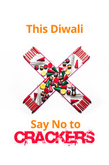 Say No to Crackers concept for Diwali greeting card