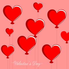 Fototapeta na wymiar Group of heart shaped air balloons. Valentine day background. Vector illustration design