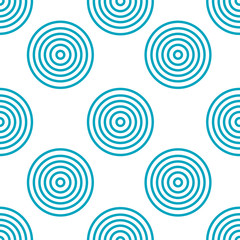 Abstract seamless pattern with monochrome thin concentric circles on white background. Abstract round seamless pattern with concentric rings of thin lines. Vector illustration.