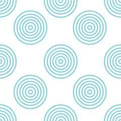 Abstract seamless pattern with monochrome thin concentric circles on white background. Abstract round seamless pattern with concentric rings of thin lines. Vector illustration.