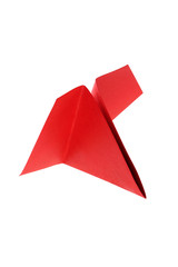 Red paper plane  isolated on a white background - With Clipping Path