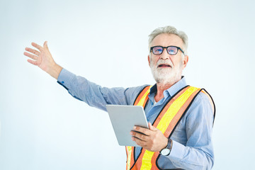 Engineer using laptop