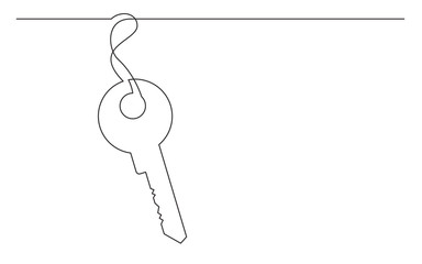 continuous line drawing of key