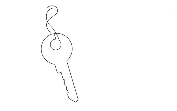 Continuous Line Drawing Of Key