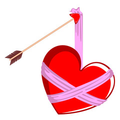 Heart shape wrapped with a cupid arrow. Valentine day. Vector illustration design