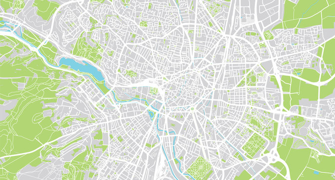 Urban vector city map of Dijon, France