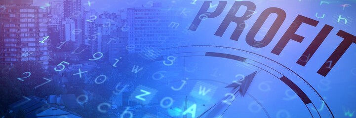 Composite image of compass with profit text