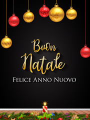 Naklejka premium Italian Christmas and Happy New Year greeting card