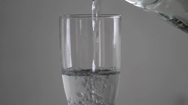 Serving water in a glass with white background