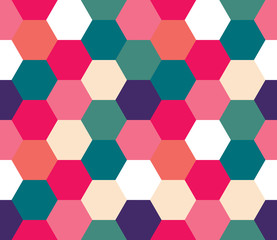 Seamless geometric pattern. Colorful infinity abstract honeycomb geometrical background. Sexangle, hexagon background. Vector illustration.