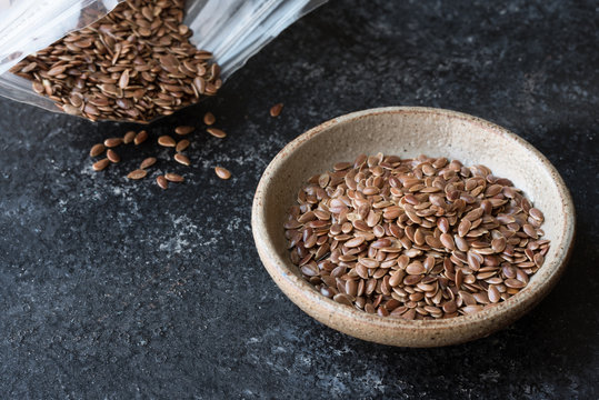 Brown Flaxseeds in a Bowl