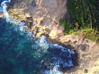 Volcanic tuff rock aerial view, Dominica, Caribbean