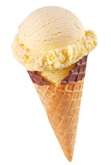 VANILLA ICE CREAM CONE ON WHITE