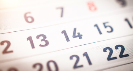 business calendar closeup