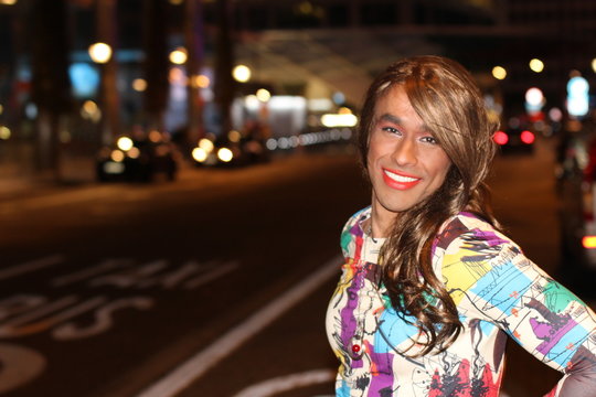 Stunning transgender black woman outdoors