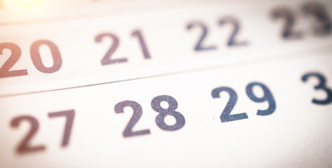 business calendar closeup