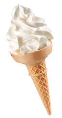VANILLA ICE CREAM CONE ON WHITE