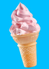 STRAWBERRY ICE CREAM CONE ON BLUE