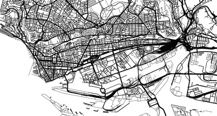Urban vector city map of La Harve, France