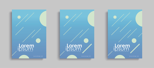 Cover geometric background set. Blue Covers in minimalism style with  white circles and lines - EPS10 Vector illustration