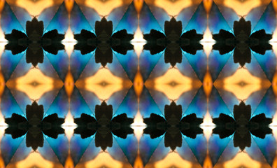 Yellow and blue dramatic kaleidoscope motif