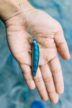 fish model bait on hand
