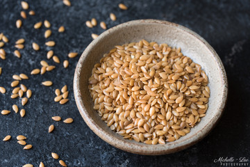 Gold Flaxseeds in a Bowl