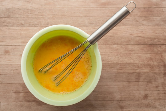 eggs and whisk in bowl