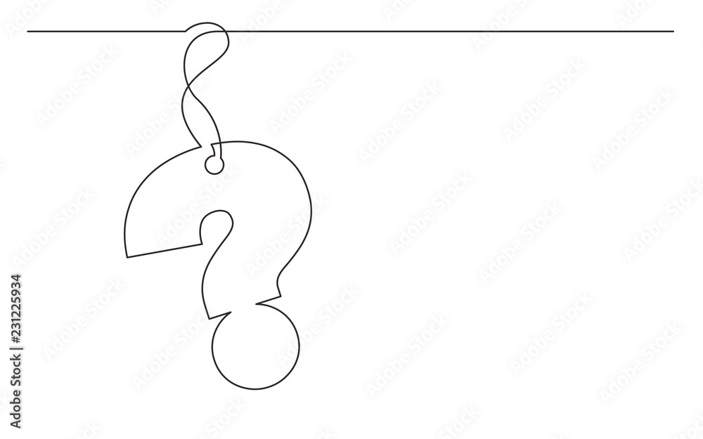 Wall mural continuous line drawing of question mark design