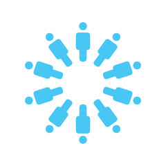 group of people standing around in the circle, team concept icon, vector illustration.