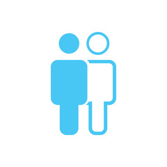 Linear and flat Man and woman Icon vector. Simple flat symbol. Blue vector illustration isolated on white background.