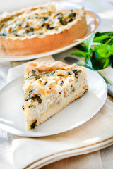 Cheese tart with cauliflower and mint