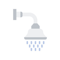 Shower head  flat icon on isolated white transparent background.	